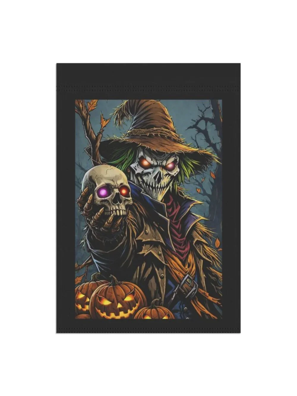 Scary Scarecrow Skull Halloween Garden Flag